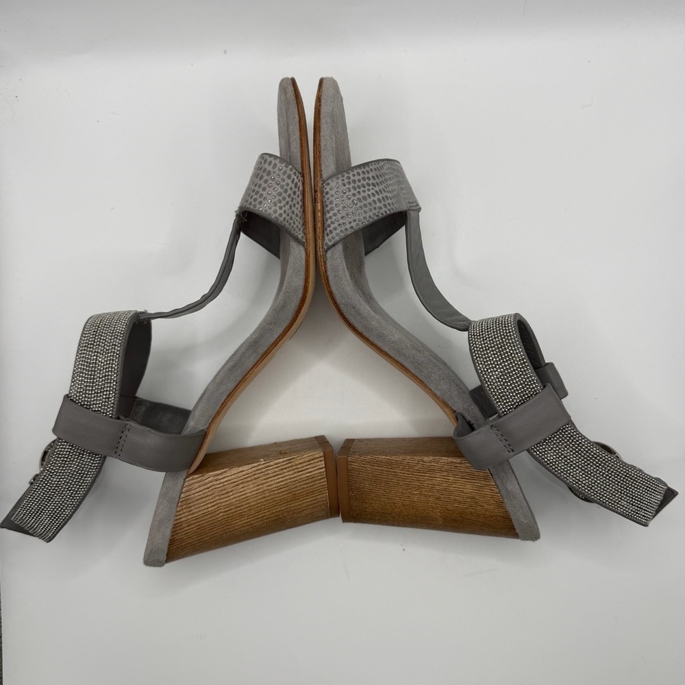 Lola Cruz | Grey Suede T-Strap Block Heel Sandals | EU 37 - Picture 10 of 12